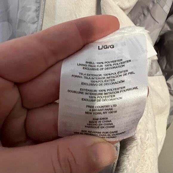 Free Country White and Gray Camo Cinch Waist Fur Lined Coat Size Large - Picture 7 of 7